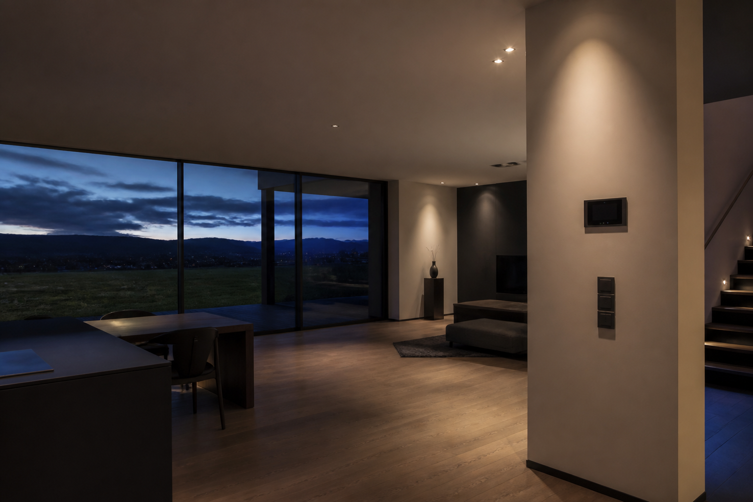 Int&eacute;rieur moderne avec &eacute;clairage architectural